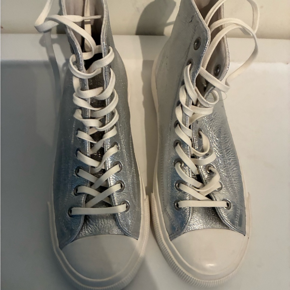 P.F. Flyers Silver and White Athletic Shoes